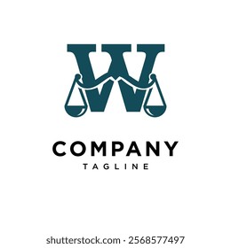Letter W Law Scale Logo Icon Vector