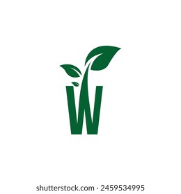 Letter W Leaf Branch Logo Symbol Vektorgrafik Vorlage.eps