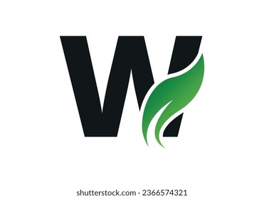 letter W with leaf concepts, W logo template, letter W icon, nature logo template