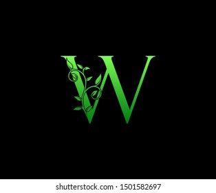 letter W leaf icon logo design concept, floral logo icon design.