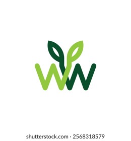 Letter W with leaf icon logo design template elements. Suitable for ecology, nature, bio, organic, food, etc.