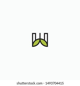 Letter W Leaf initial Logo Icon Design Template. Organic, Nature, Green flat Vector