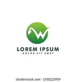 Letter W with leaf logo design vector illustration