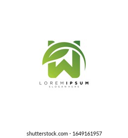 Letter W With Leaf Logo Design Vector