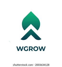 letter W and leaf logo design for growth and improvement symbol