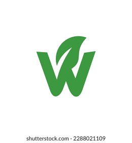 letter W leaf logo design concept template. fully editable vector
