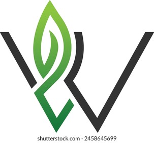 Letter W with Leaf Logo design