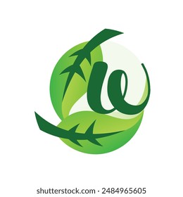 letter W leaf logo design vector
