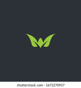 Diseño de plantilla de icono del logotipo de hoja W en ilustración vectorial 