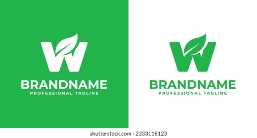 Logotipo de letra W, adecuado para negocios relacionados con la hoja, naturaleza, planta, ecología o medio ambiente con W inicial.