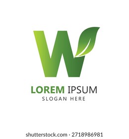 Letra W Hoja Logo Plantilla