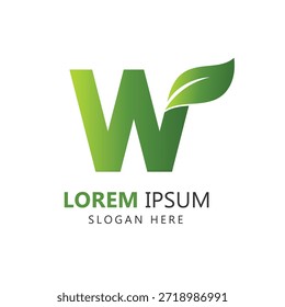Letra W Hoja Logo Plantilla para Branding
