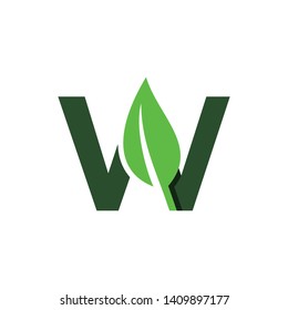 Letter W Leaf Nature Icon Vector Logo