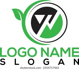 letter w leaf and nature logo Abstract letter W logo vector design. Icon eco green and circle concept template, Initial W monogram alphabet with circle leaf 