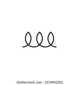 Letra w hojas, líneas símbolo geométrico simple vector logo