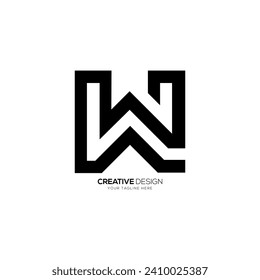 Letter W line art creative modern monogram elegant logo concept