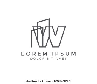 Letter W Line Building Logo
