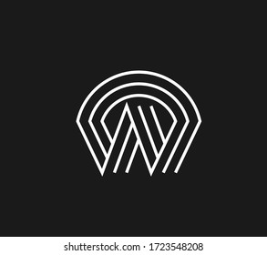 Logo lineal de letra W. Signo de marco del esquema de construcción. Signo de etiqueta alfabética para marca e identidad.