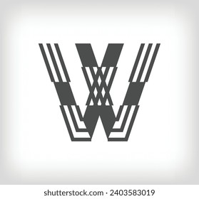 Letter W linear modern logo. The letter is in line strip form. Alphabet letter character and linear abstract design. logo, corporate identity, application, creative poster and more.