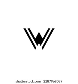 Letter W lines geometric symbol simple logo vector