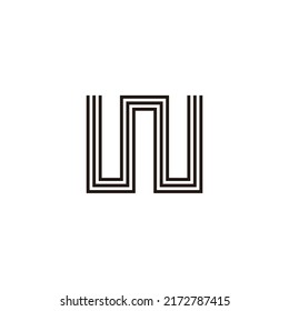Letter W lines, square geometric symbol simple logo vector