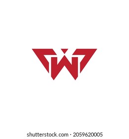 letter w linked triangle geometric line simple logo vector