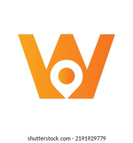 Letter W Location Logo Design Sign. Location Icon Concept With Alphabet For Road Direction Symbol Vector Template