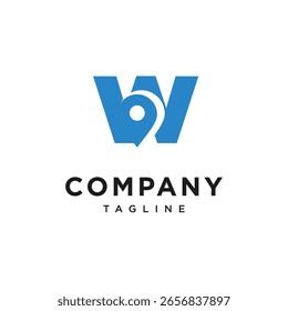 Letra W Locación Logo Icon Vector