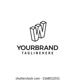 Letter W logo 3D isometric lines geometric shape template design vector