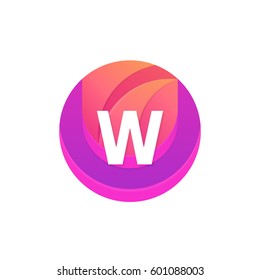 Letter W logo abstract circle shape element. Vector round company icon sign.