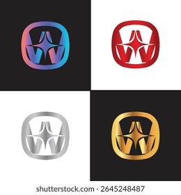 Letter W logo, W logo, AI logo set, modern and minimal design, tech-inspired, colorful icons and symbols, suitable for artificial intelligence, innovation, branding, startups, and digital identity.