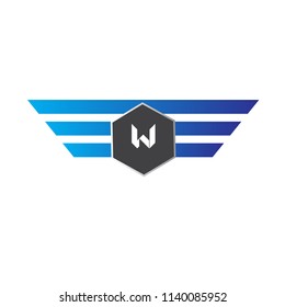Letter W logo. Alphabet logotype vector Blue design