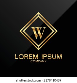 Letter W logo Alphabet logotype gold vector design