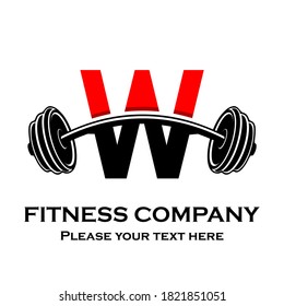 Letter w Logo mit Barbell-Vorlage Illustration. Logo des Fitness Gym. Fitness-Vektorgrafik-Design für Fitness und Fitness.