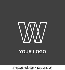 letter w logo. black and white template design. silhouette vector