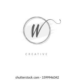 Letter W Logo with Brush Stroke and Circular Rounded Template. Design Vector Illustrattor