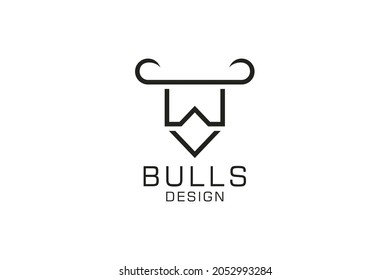 Letter W logo, Bull logo,head bull logo, monogram Logo Design Template