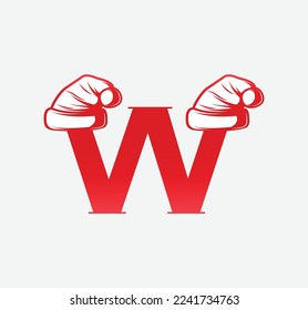 letter W logo with Christmas hat, Christmas festival creative logo logo