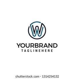 Letter W logo, Circle shape symbol designs concept template
