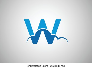 Letter W  logo with cloud symbol Vector design concept.