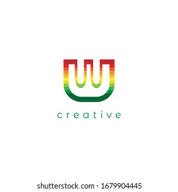 Letter W logo at colorful Vector elements and icon