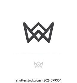 Letter W Logo Combination with Crown, creative design, logo or icon symbol