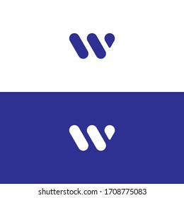 letter w logo concept blue color