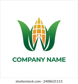 Letter W Logo with corn logo design icon template