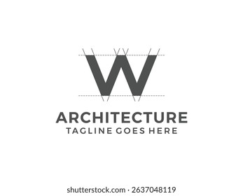 letter W logo, creative architecture design, vector illustration, isolated on transparent background 