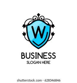 Letter w logo , creative Blue symbol floral emblem , Elegant calligraphic ornament line art monogram logo design for photographer , Fashion & wedding photography logo design . vector illustration