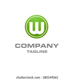 Letter w logo , creative green circle , Elegant calligraphic , Company logo design . vector illustration