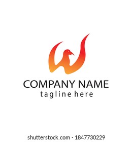 letter w logo, creative illustration of a bird with color design, vector