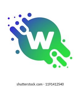 Letter W Logo Design Dot Gradient Abstract Shape