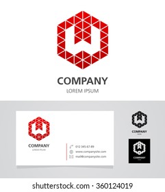 Letter W - Logo Design Element with Business Card - illustration
Vector Logotype Template 
